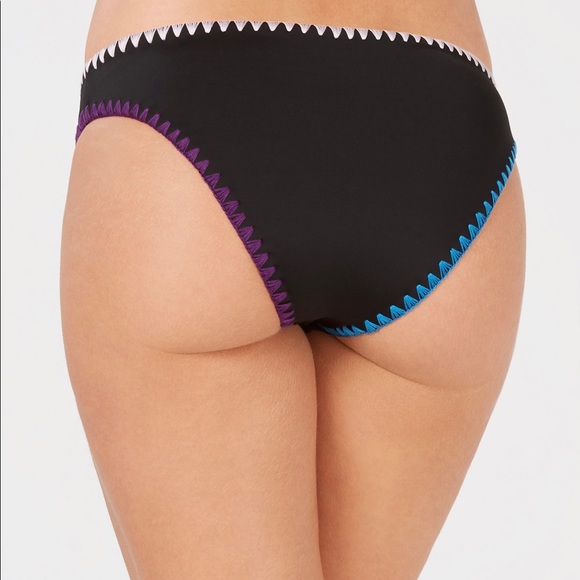 Bar III Womens Smocking Solids Black Bikini Bottom - Picture 2 of 5